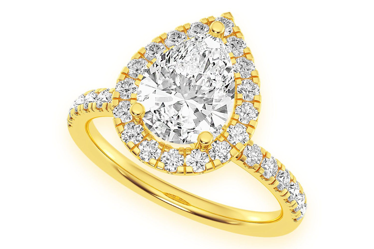 THAV - 1.50CT PEAR SOLITAIRE - SCALLOP HALO ONE ROW - DIAMOND ENGAGEMENT RING
