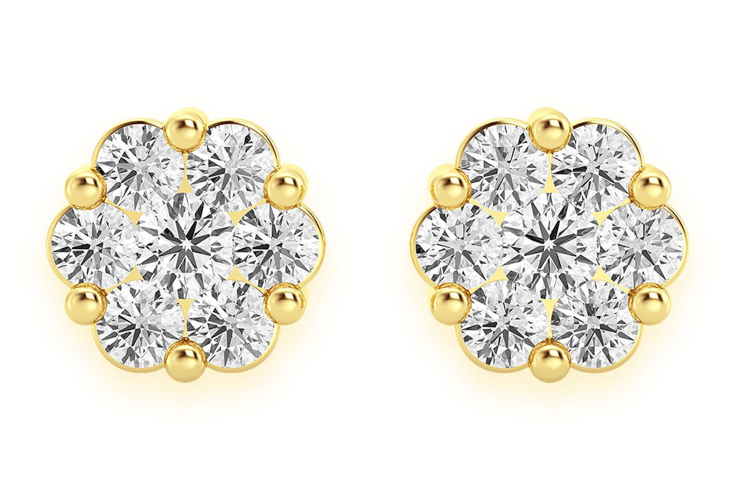 0.25CTW FLOWER STUD DIAMOND EARRINGS 14K SOLID GOLD