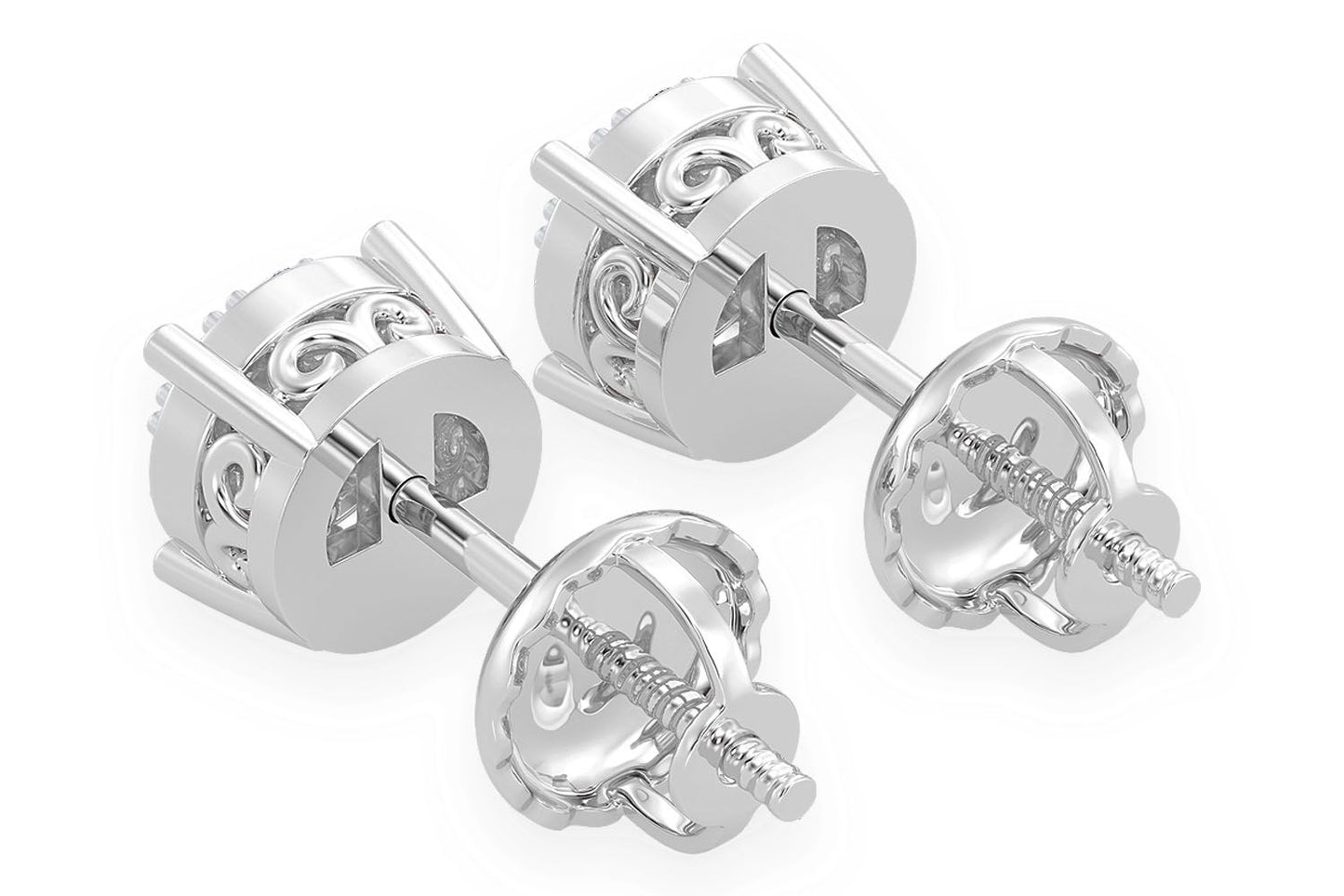 0.25CTW MOSAIC STUD DIAMOND EARRINGS 14K SOLID GOLD