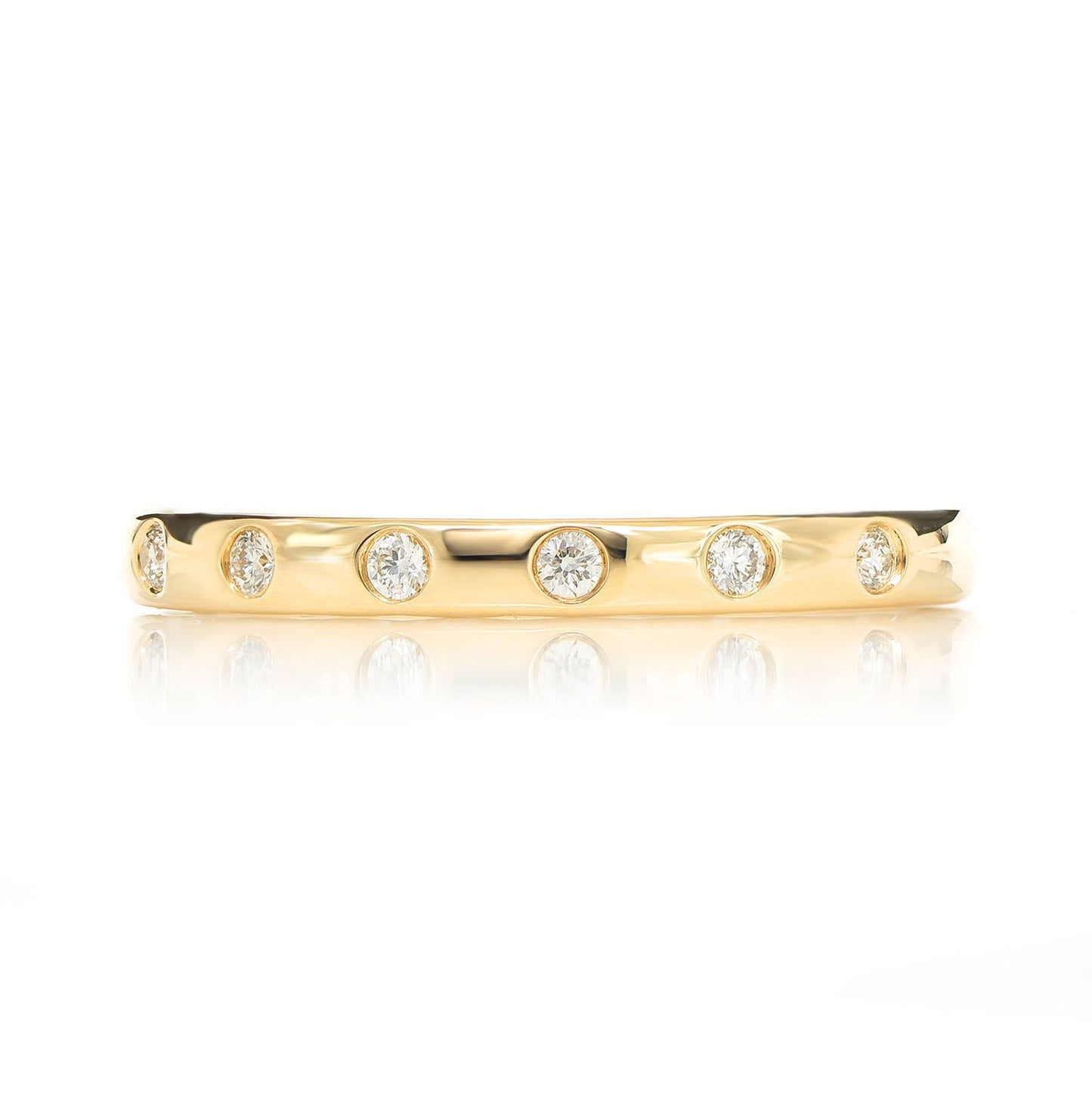THIN GYPSY SET DIAMOND BAND RING 14K SOLID GOLD 0.10CTW