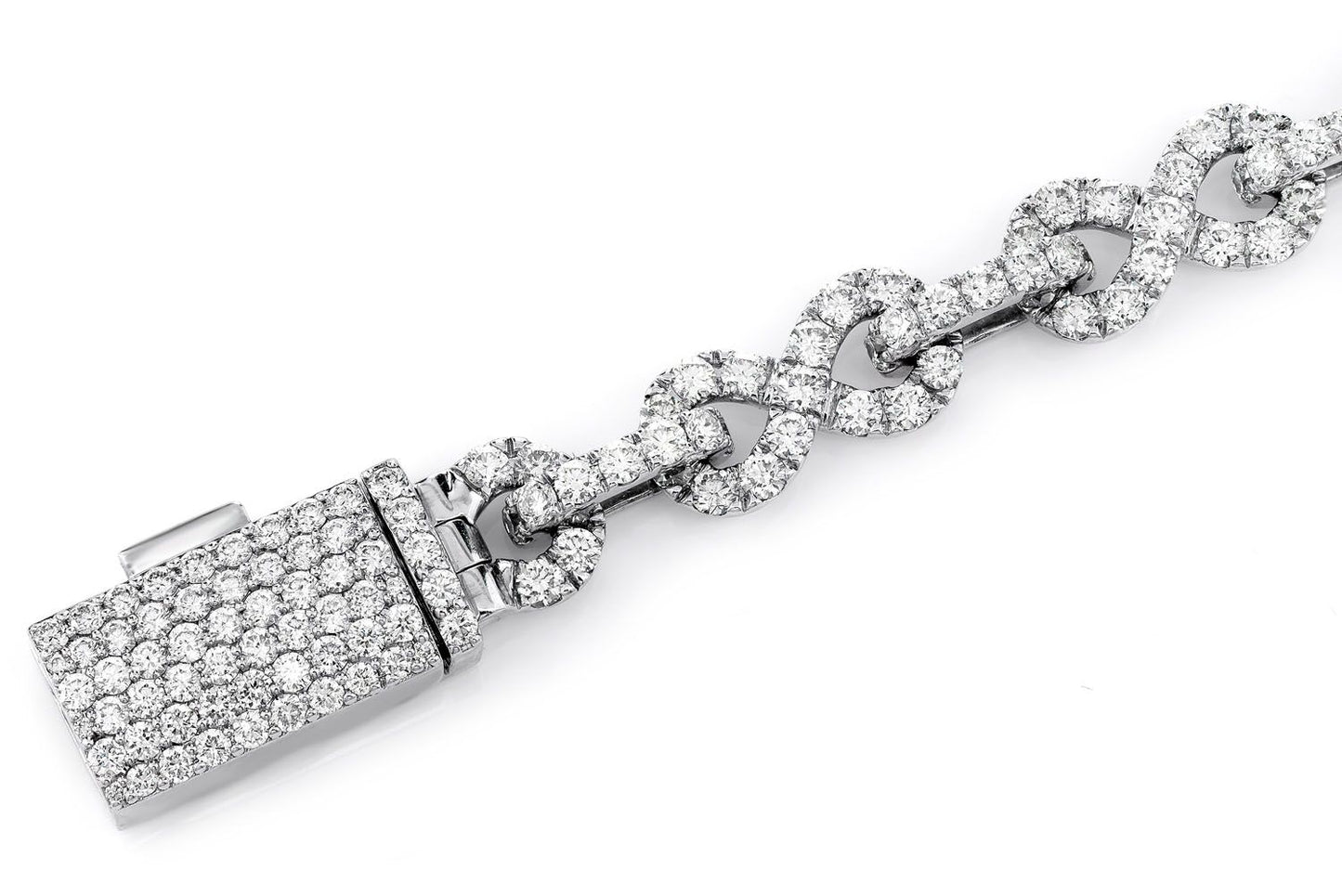 INFINITY LINK DIAMOND BRACELET 14K SOLID GOLD 12.25CTW