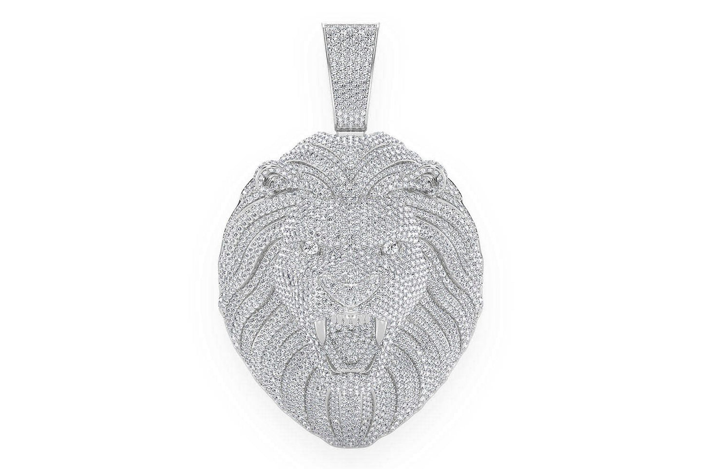 LION DIAMOND PENDANT 14K SOLID GOLD 15.00CTW
