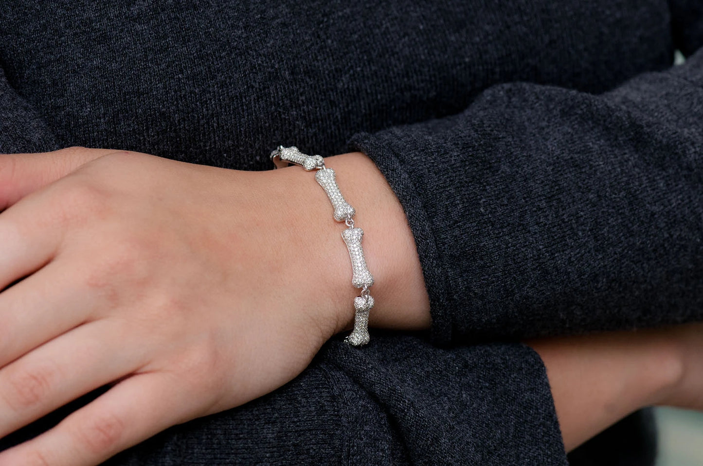 DOG BONE ETERNITY DIAMOND BRACELET 14K SOLID GOLD 5.50CTW