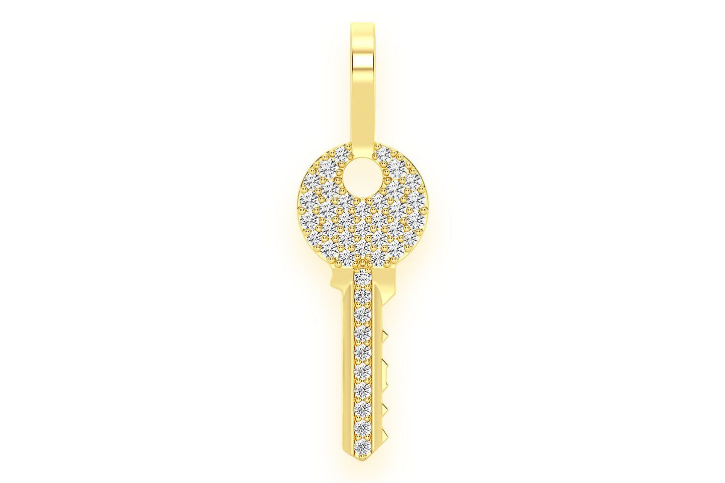 KEY DIAMOND PENDANT 14K SOLID GOLD 0.15CTW