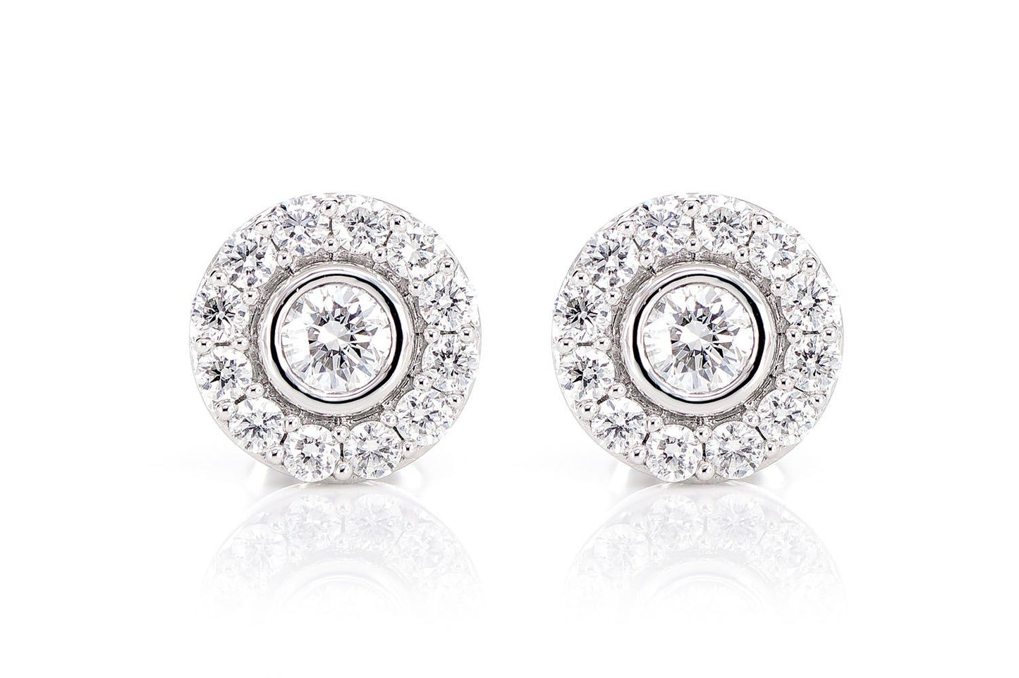 CERCEI CU ȘTIF ȘI DIAMANTE CU SET BEZEL, AUR MASIV DE 14K, 0.75CT