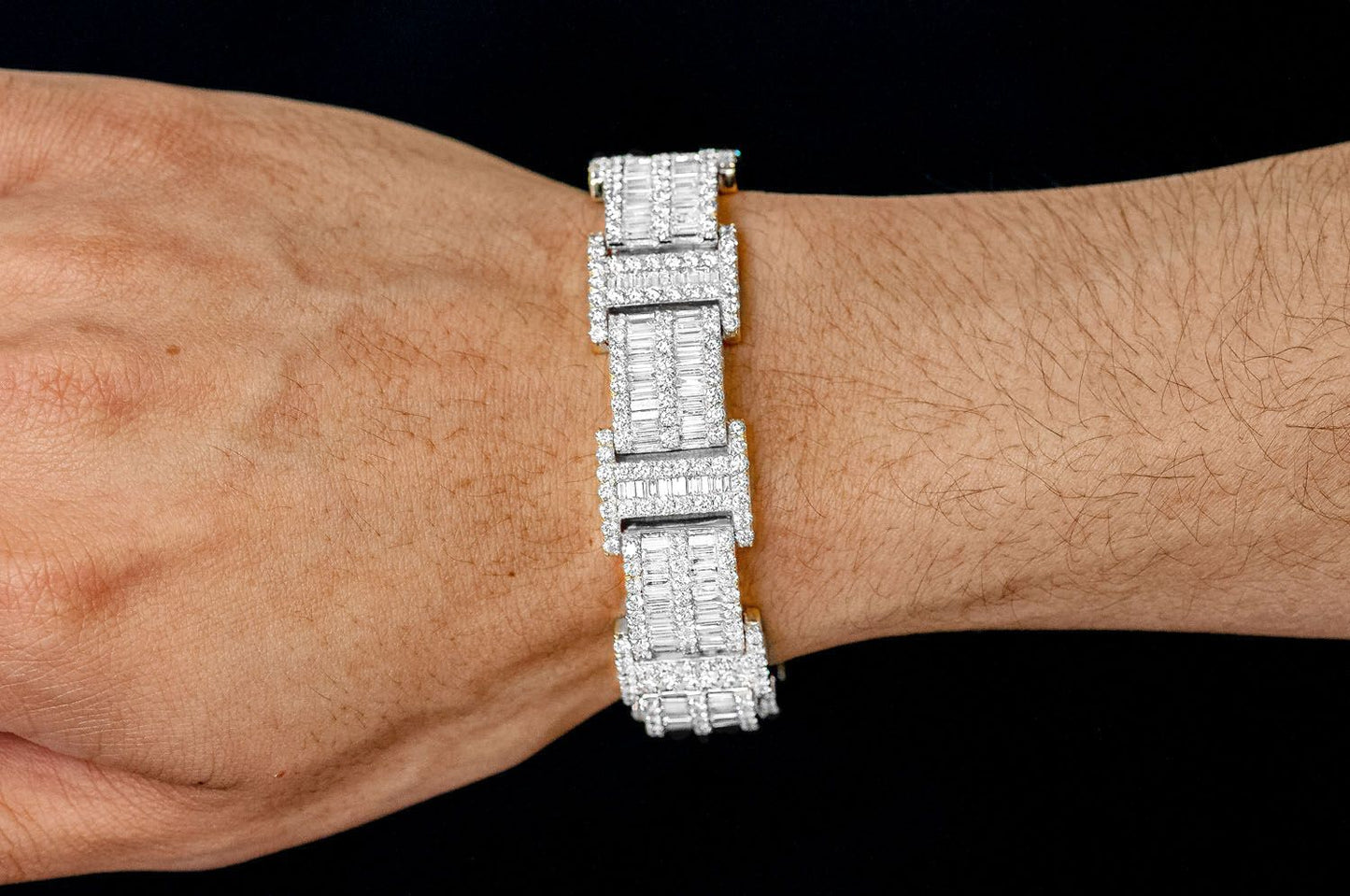 2 ROW BAGUETTE & ROUND DIAMOND BRACELET 14K SOLID GOLD 23.50CTW