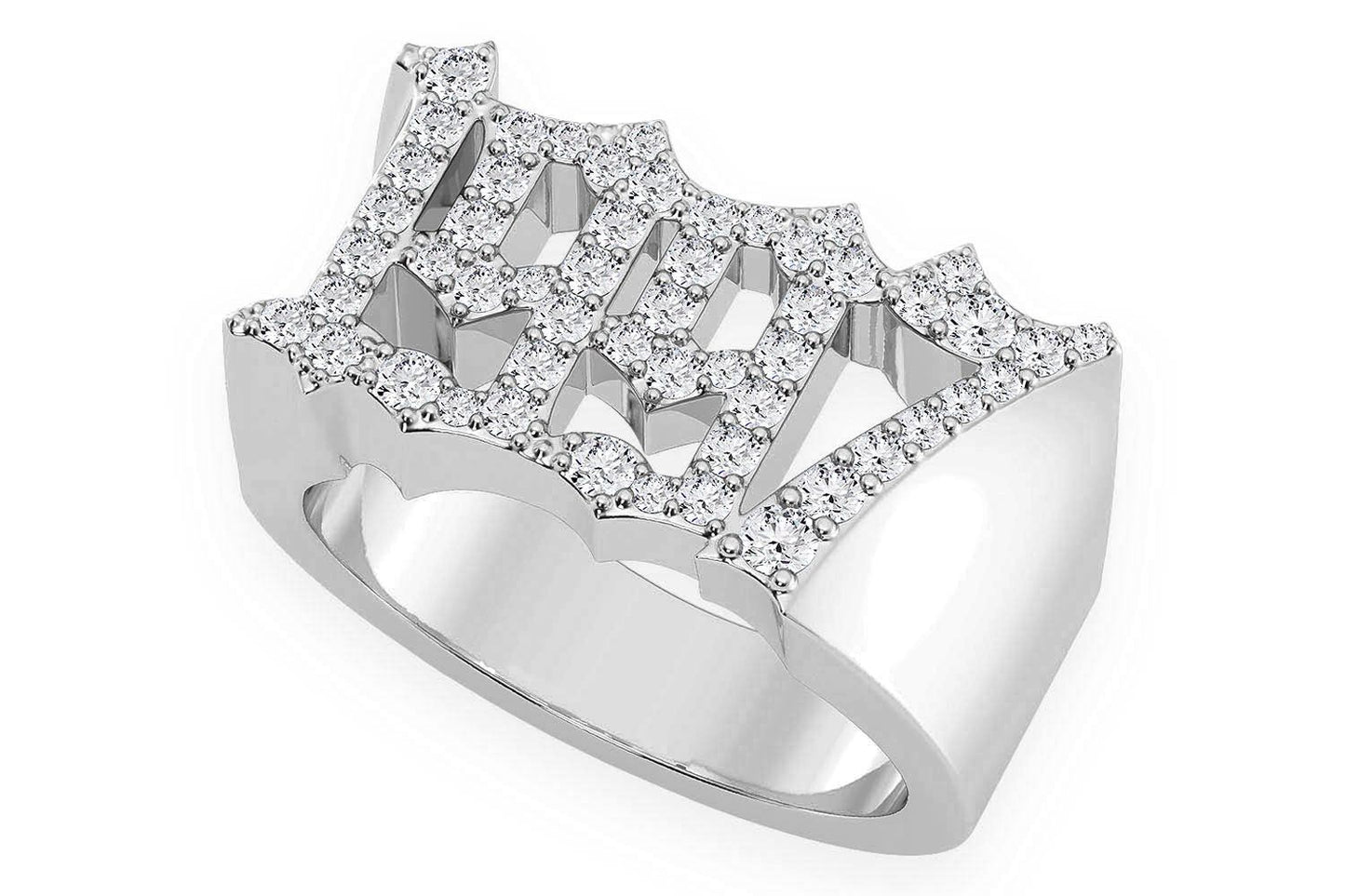 CUSTOM DATE OF BIRTH DIAMOND RING 14K SOLID GOLD 0.60CTW