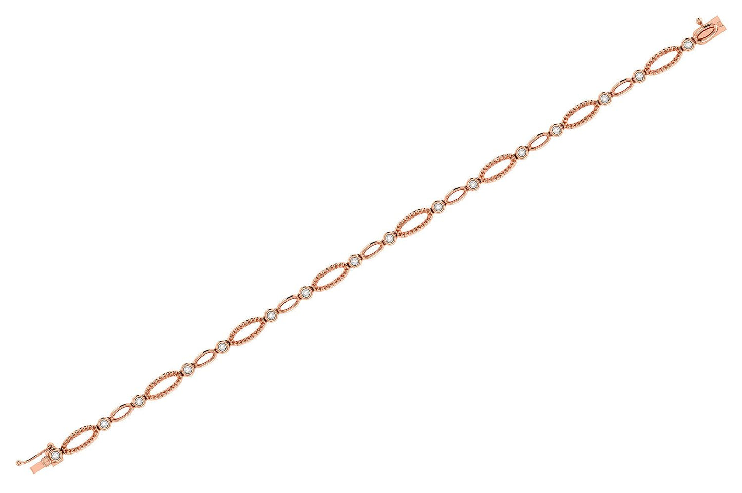 BRĂȚARĂ CU ZI OVALĂ ȘI DIAMANTE, AUR MASIV DE 14K, 0,10 CT