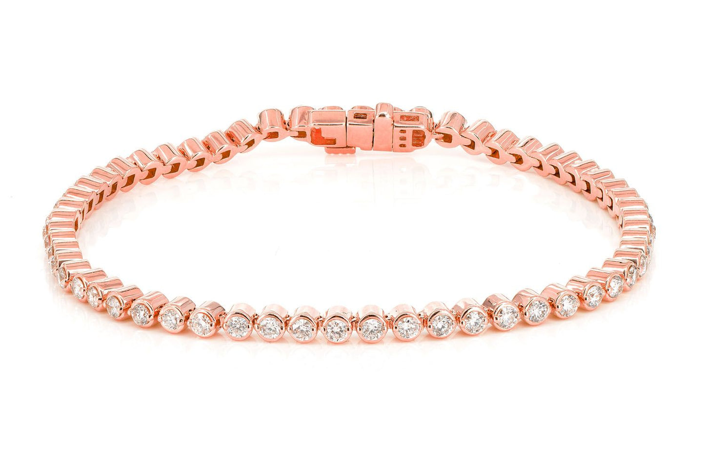 BEZEL SET DIAMOND TENNIS BRACELET 14K SOLID GOLD 2.00CTW