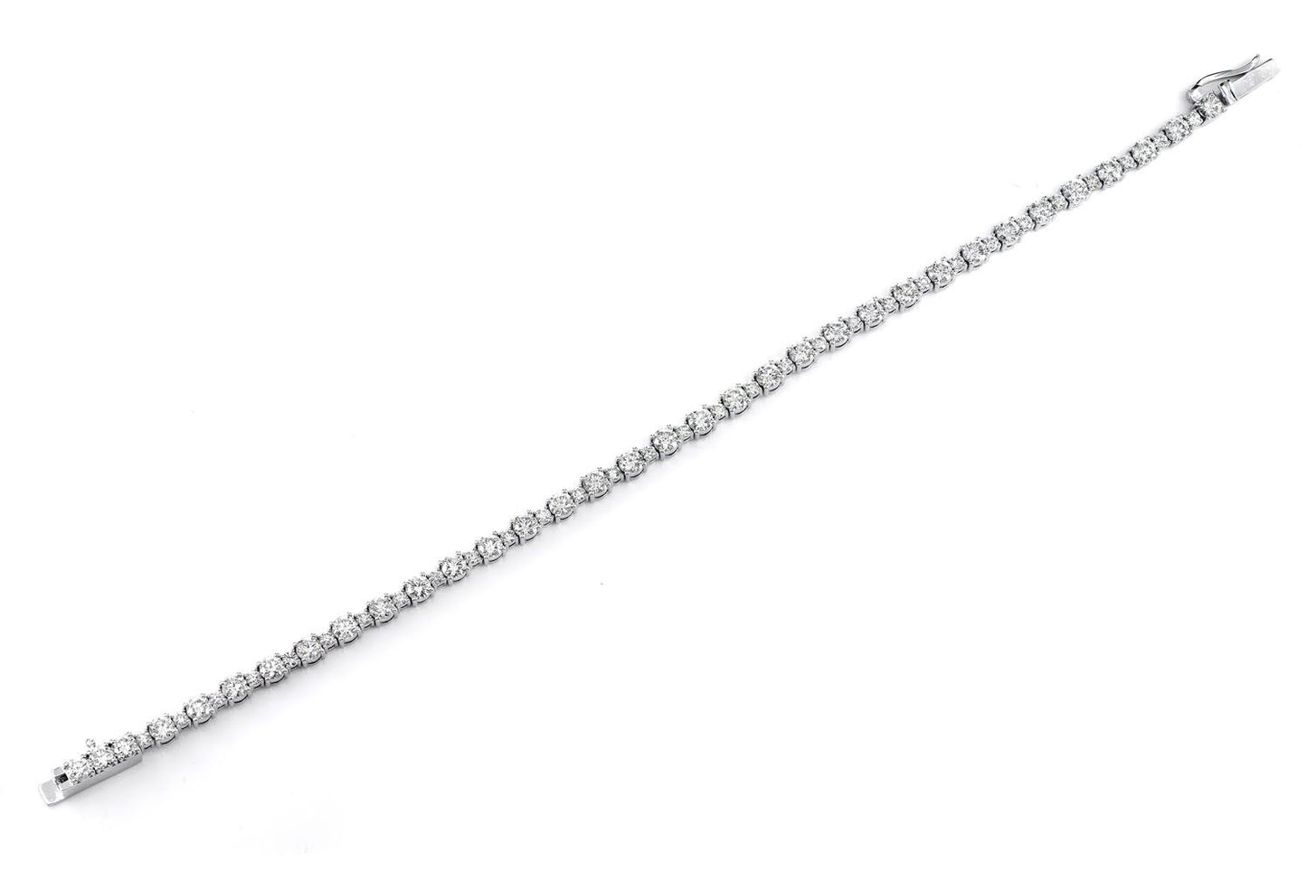 ALTERNATING SIZE DIAMOND TENNIS BRACELET 14K SOLID GOLD 5.25CTW