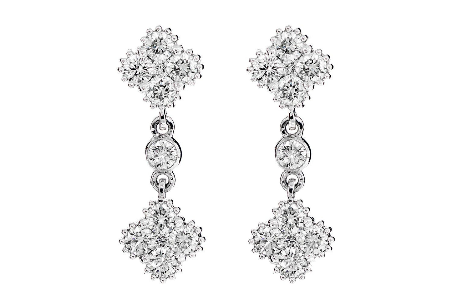 CERCEI CU DIAMANTE CLOVER MILGRAIN, AUR MASIV DE 14K, 0.75CT