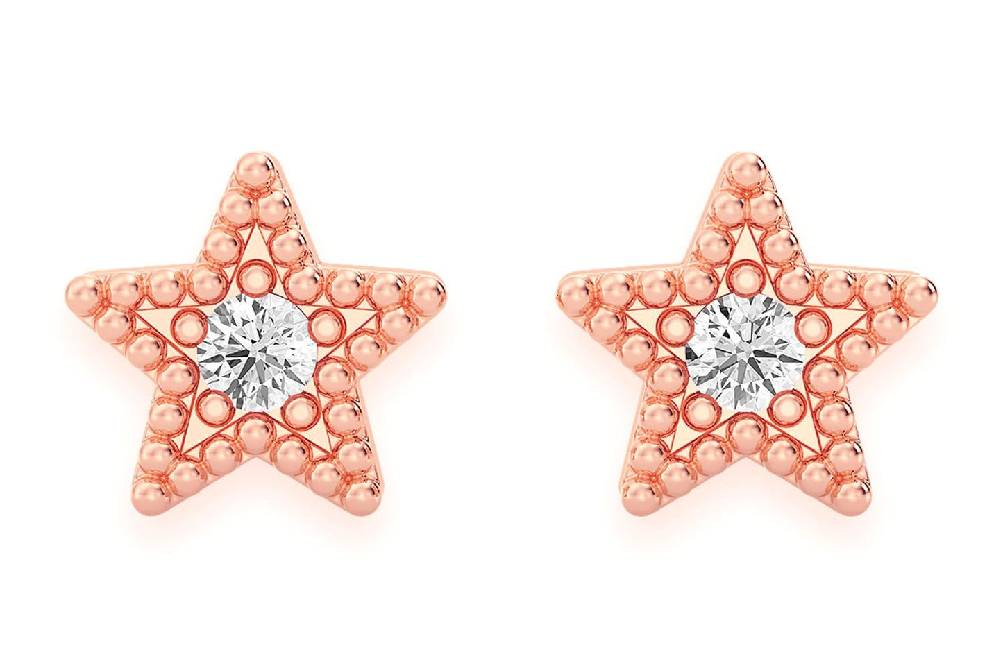 STAR DIAMOND EARRINGS 14K SOLID GOLD 0.05CTW