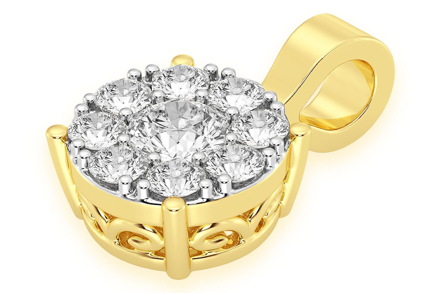 MOSAIC DIAMOND PENDANT 14K SOLID GOLD 0.75CTW