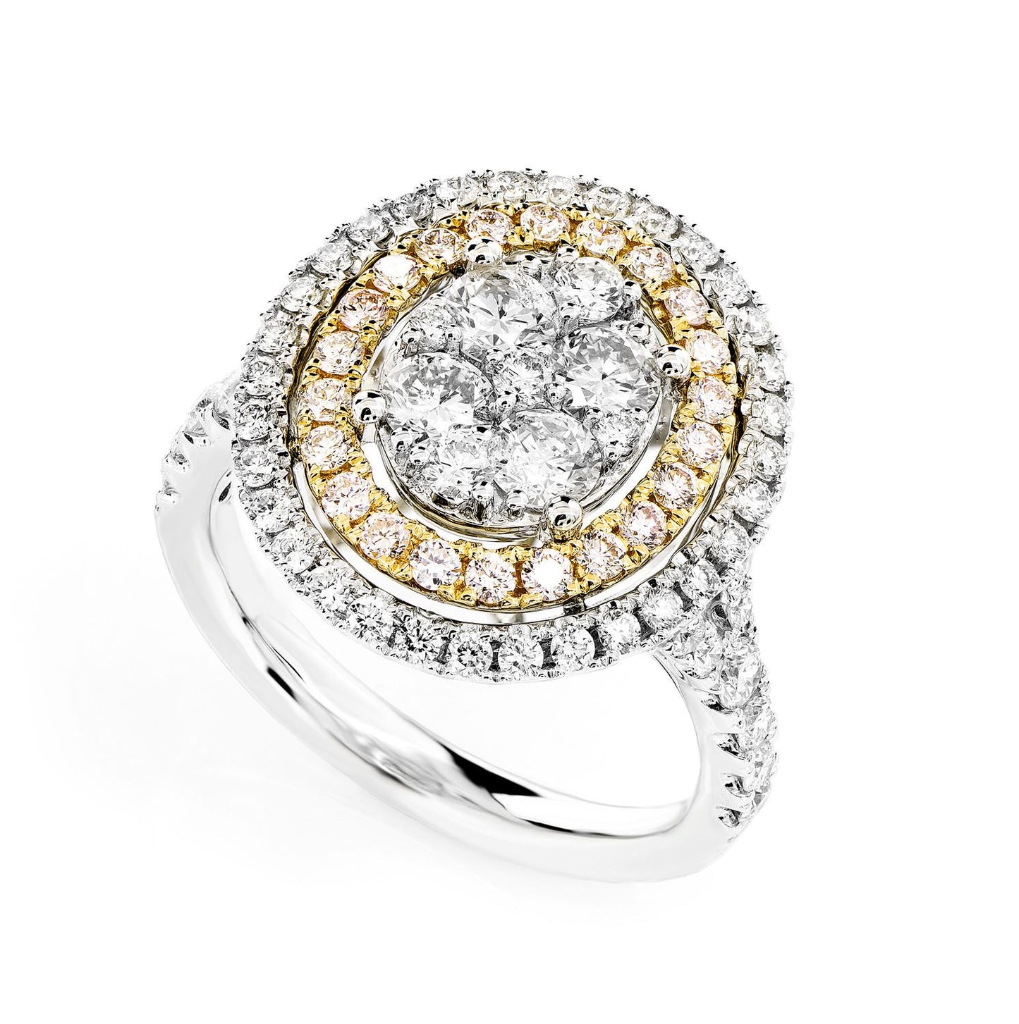 OVAL CLUSTER DOUBLE DIAMOND HALO RING 14K SOLID GOLD 1.50CTW
