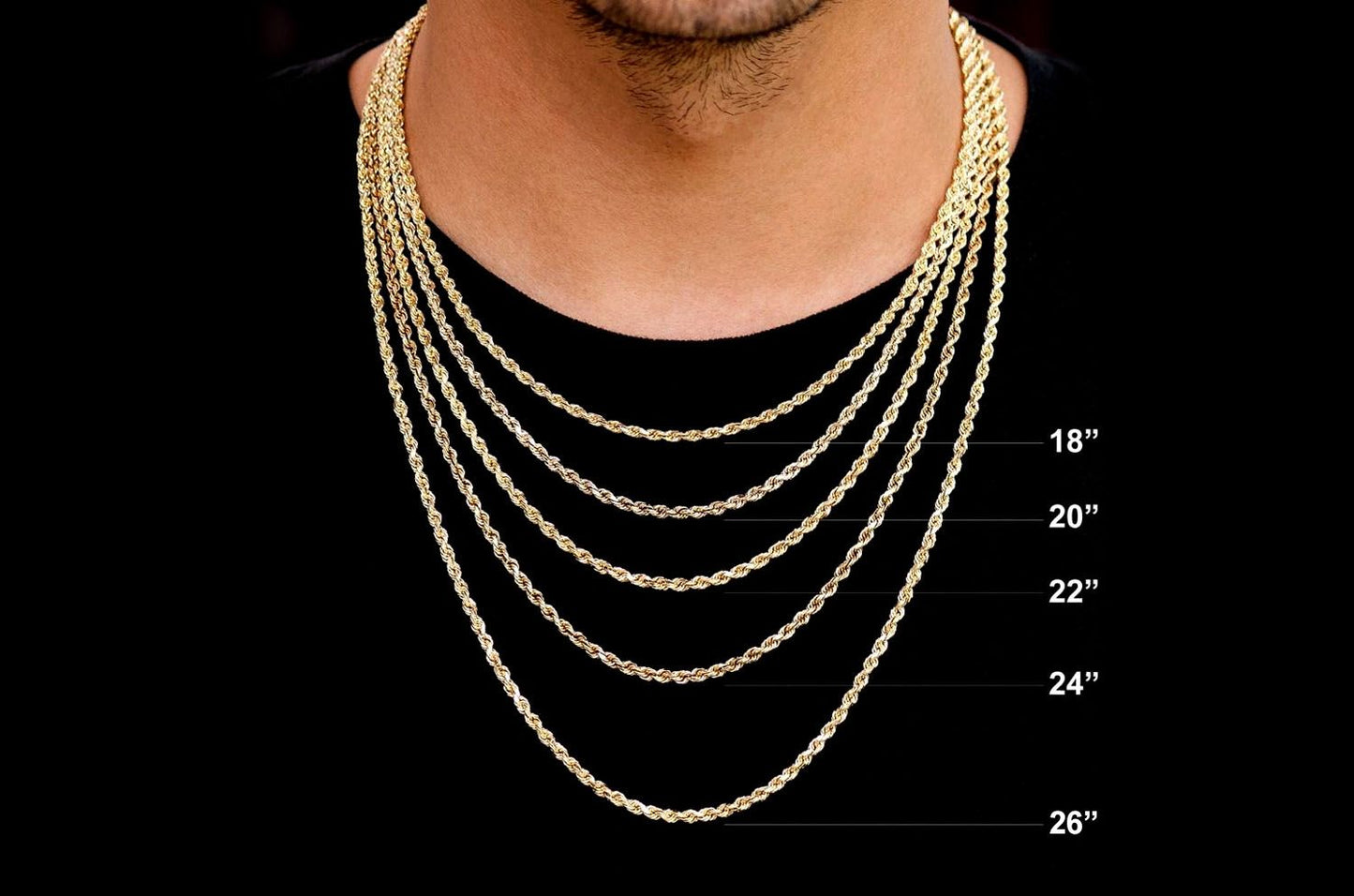 1.5MM ROPE 14K SOLID GOLD CHAIN