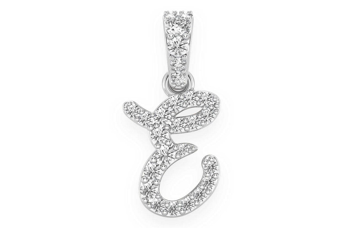 CHOOSE YOUR LETTER DIAMOND PENDANT 14K SOLID GOLD 0.20CTW