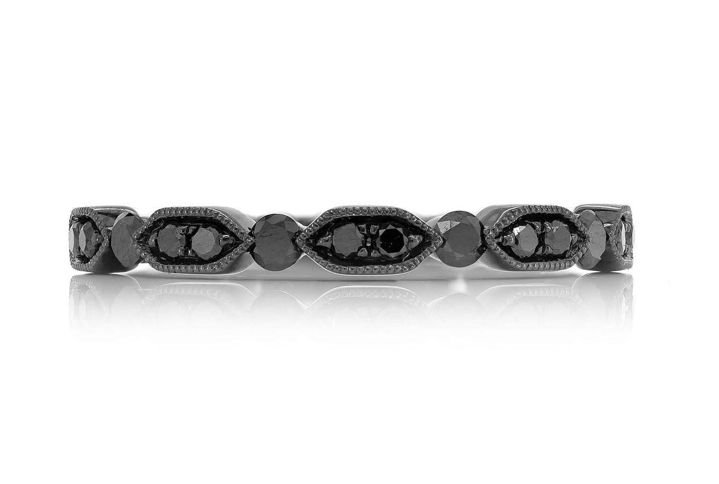 BLACK DIAMOND WEDDING BAND 14K SOLID GOLD BLACK PLATING 0.18CTW