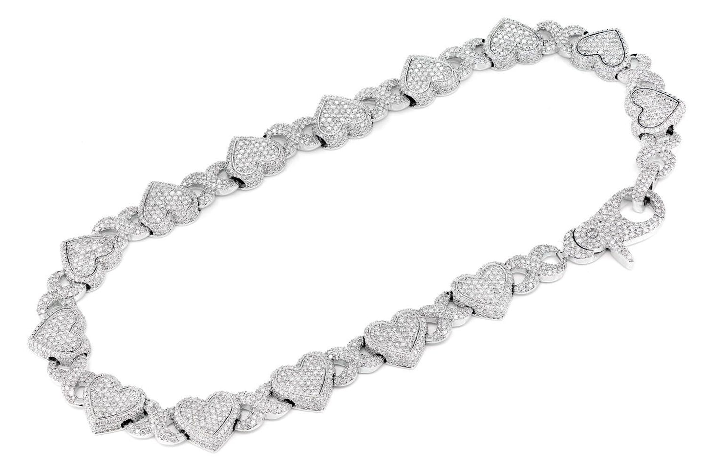 HEART INFINITY LINK DIAMOND NECKLACE 14K SOLID GOLD 28.45CTW