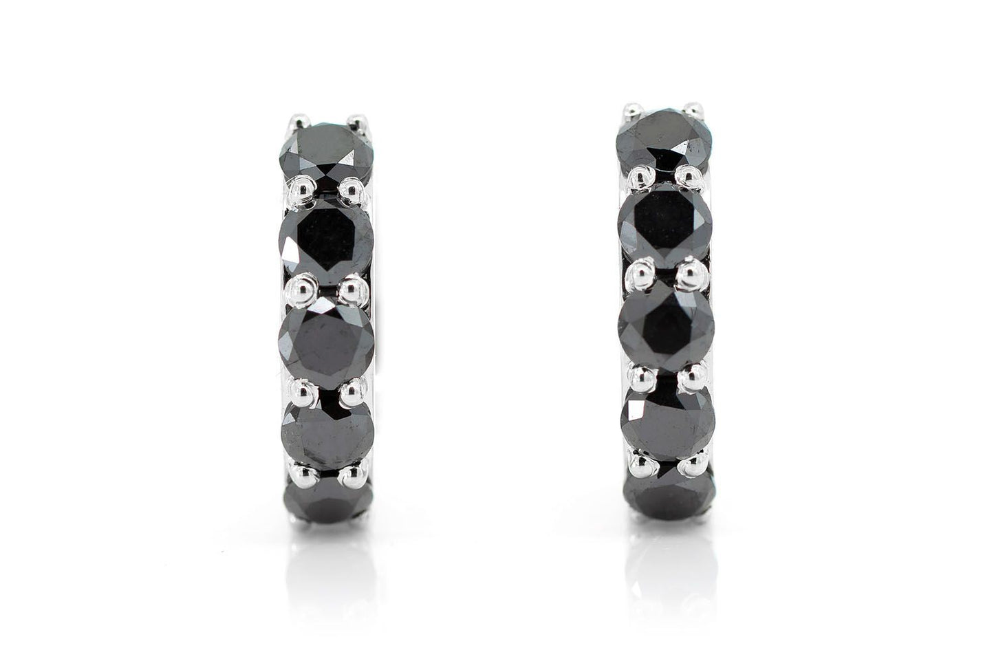 BLACK DIAMOND HOOP EARRINGS 14K SOLID GOLD 1.00CTW