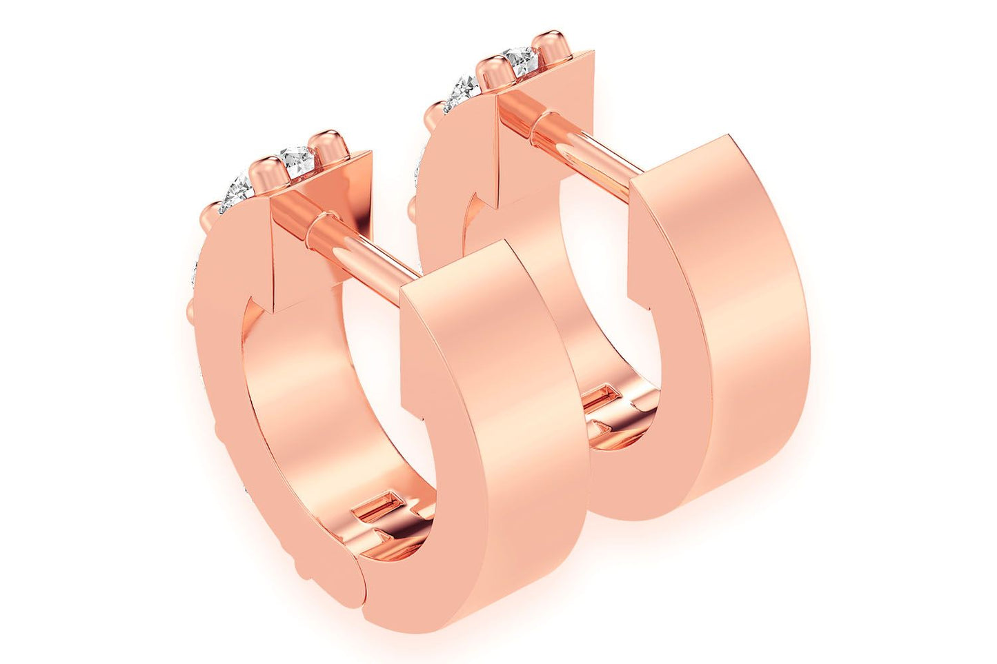 DIAMOND HUGGIE HOOPS SOLID GOLD 14K .50CTW
