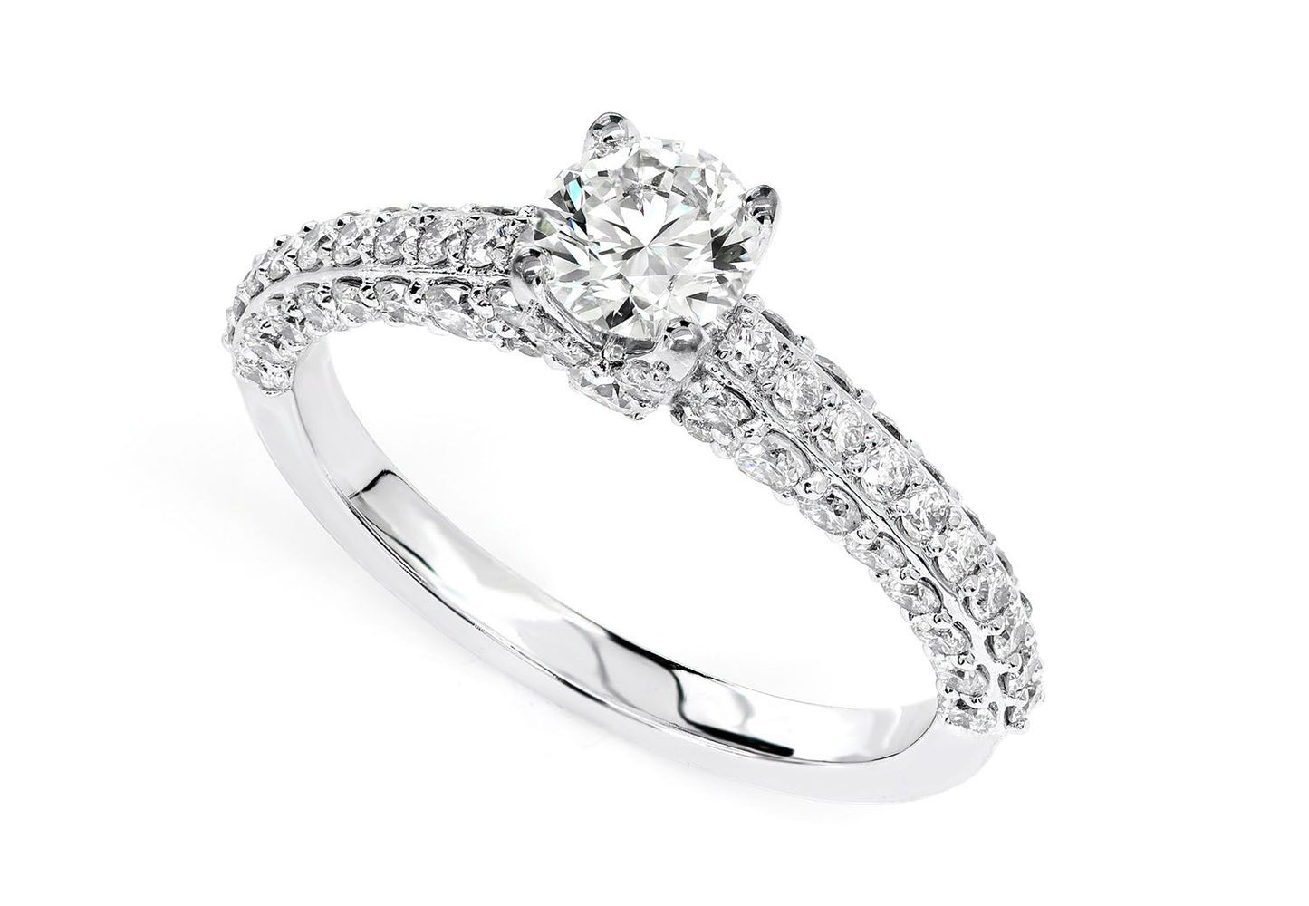 1.50CTW - CATHEDRAL 3 SIDES PAVE - ENGAGEMENT RING