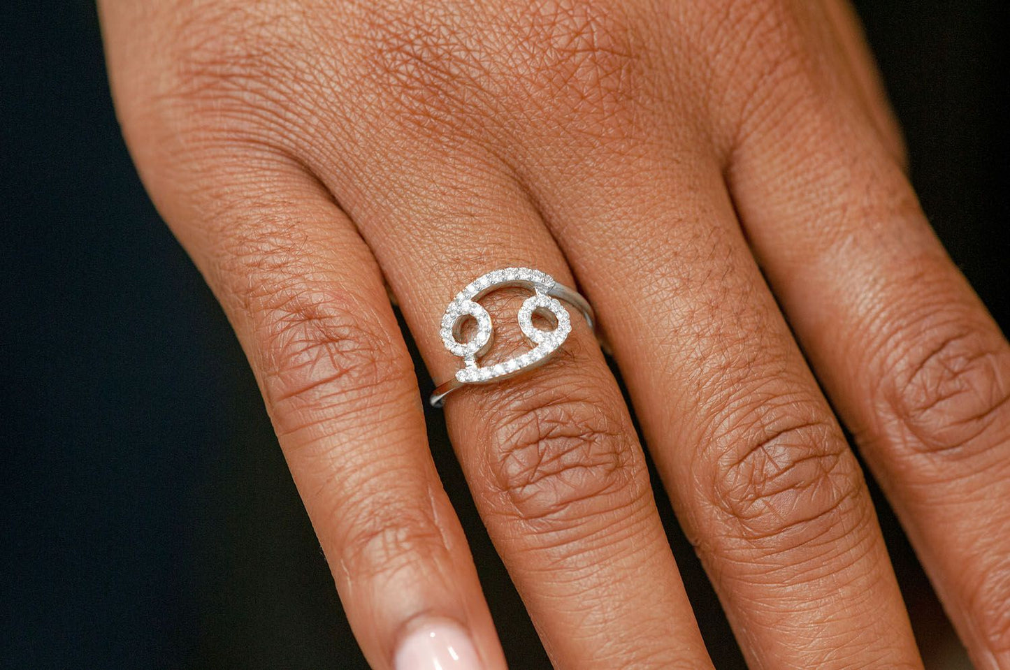 CANCER ZODIAC DIAMOND RING 14K SOLID GOLD 0.20CTW