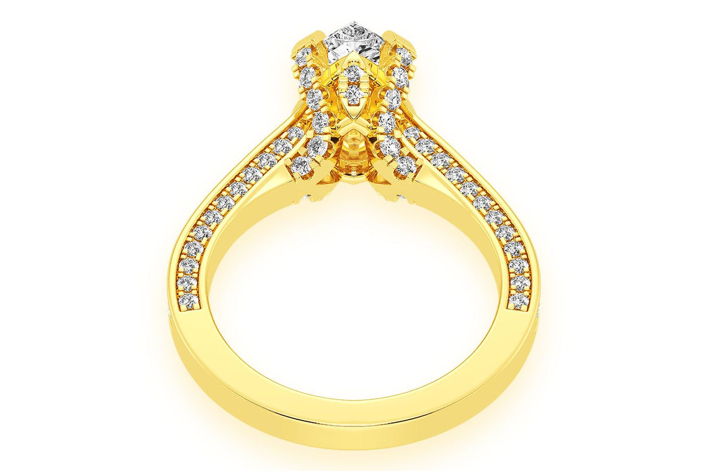 CHANT - 1.50CT PEAR SOLITAIRE - DELUXE ONE ROW SCALLOP - DIAMOND ENGAGEMENT RING