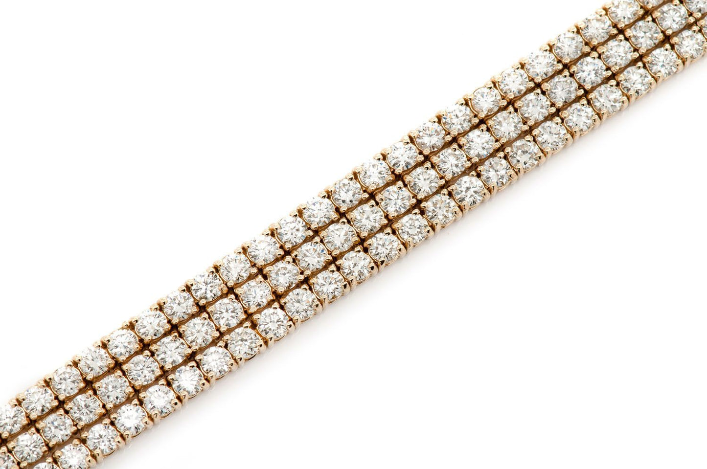 6PT THREE ROW PRONG SET DIAMOND TENNIS BRACELET 14K SOLID GOLD 12.75CTW