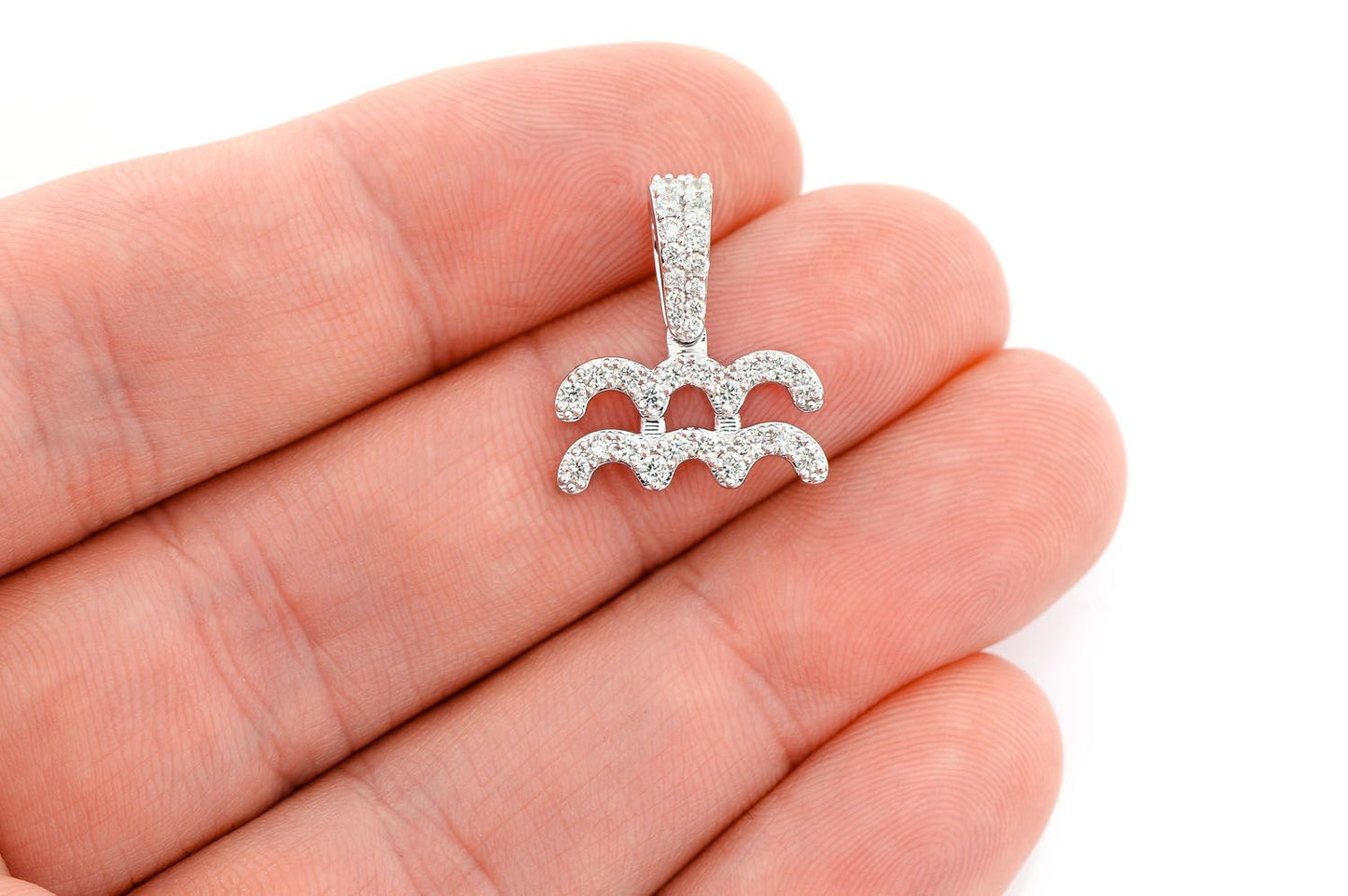AQUARIUS ZODIAC DIAMOND PENDANT 14K SOLID GOLD 0.65CTW