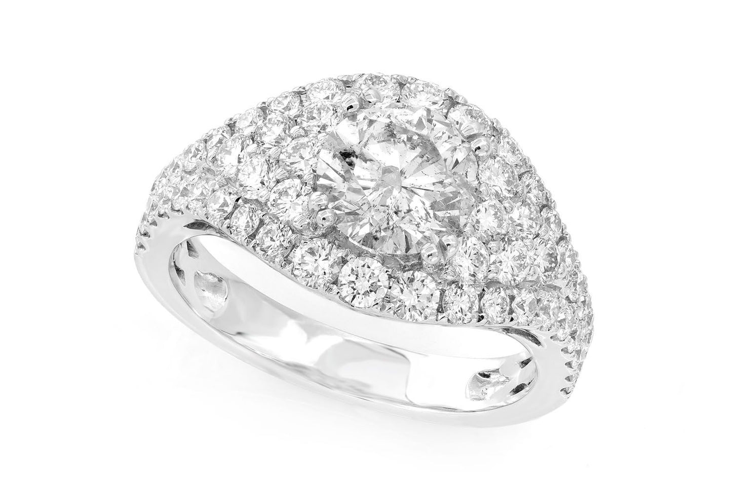 ROUND TIER HALO DIAMOND RING 14K SOLID GOLD 1.20CTW