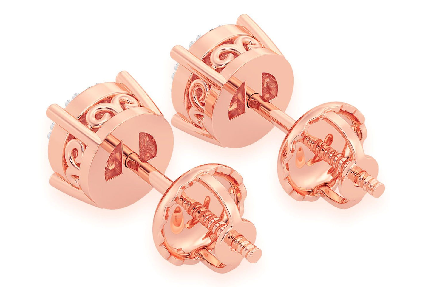 0.25CTW MOSAIC STUD DIAMOND EARRINGS 14K SOLID GOLD