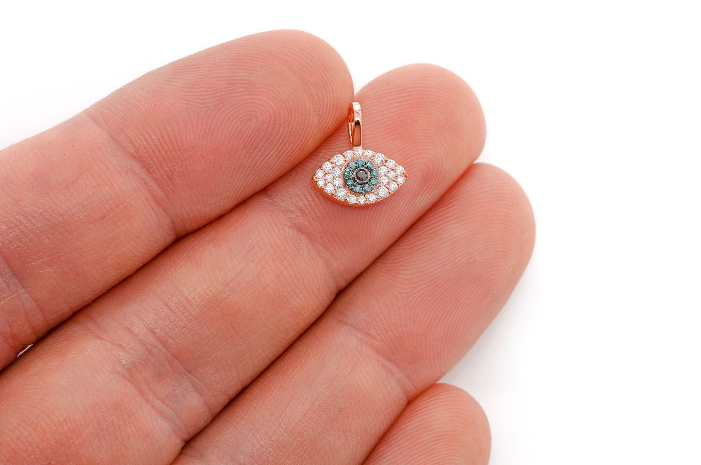 PANDANT CU DIAMANT EVIL EYE, AUR MASIV DE 14K, 0.20CT