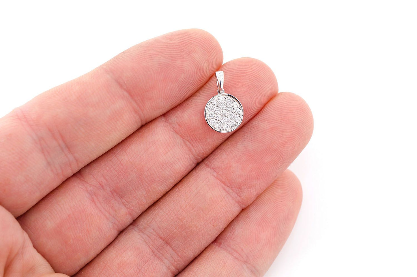 CIRCLE MEDALLION DIAMOND PENDANT 14K SOLID GOLD 0.33CTW