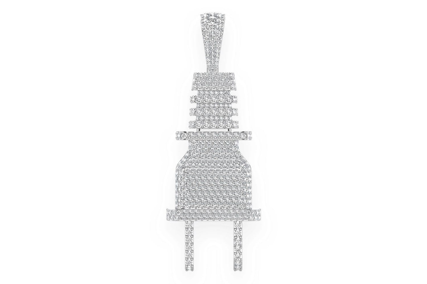 ELECTRIC PLUG DIAMOND PENDANT 14K SOLID GOLD 8.75CTW