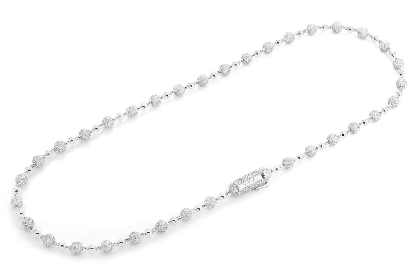BEADED DIAMOND NECKLACE 14K SOLID GOLD 21.50CTW