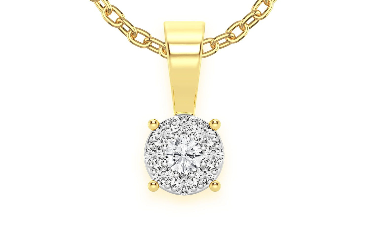 MOSAIC DIAMOND PENDANT 14K SOLID GOLD 0.15CTW