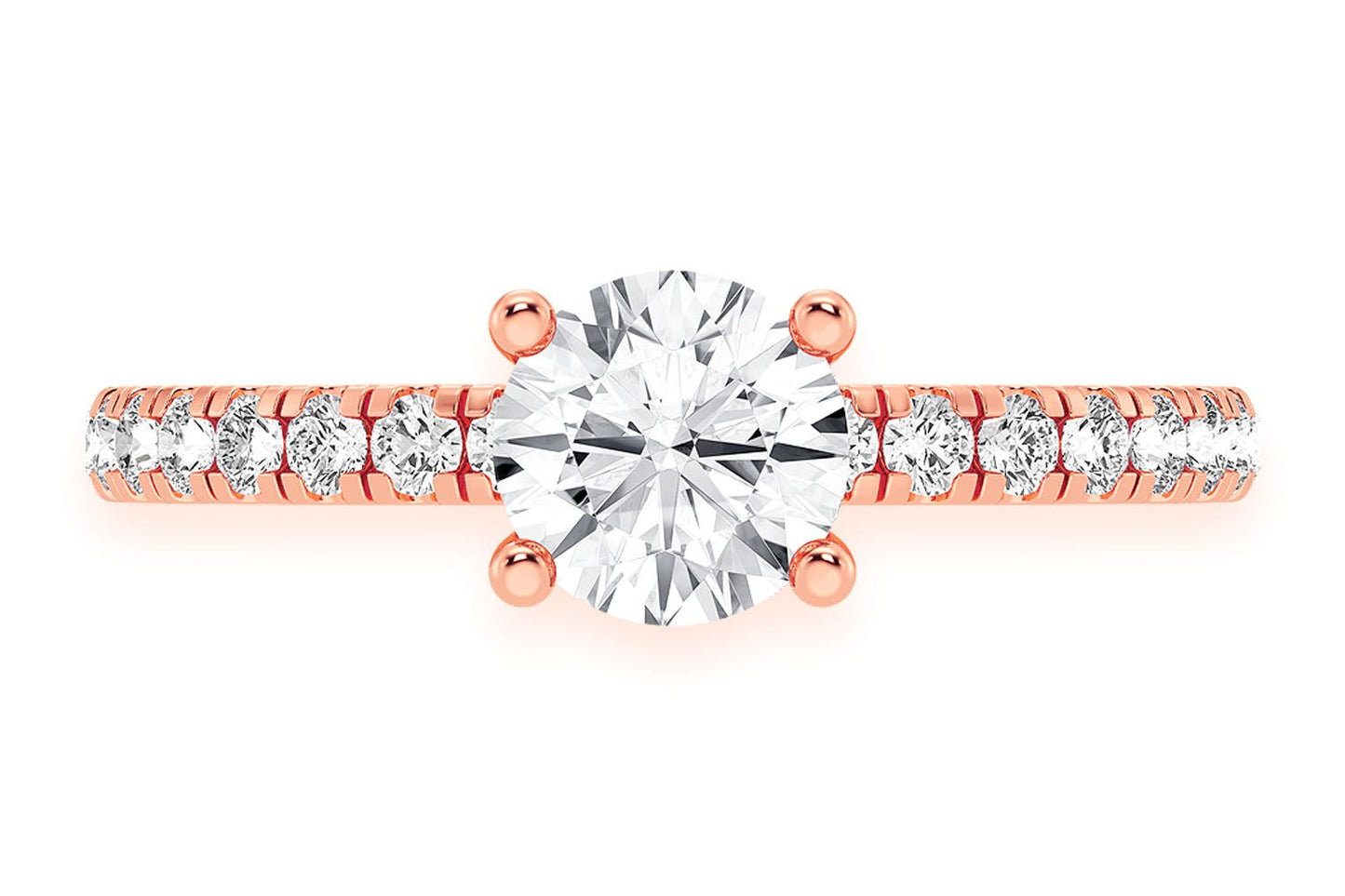 THINN - 0.75CT ROUND SOLITAIRE - ONE ROW UNDER HALO - DIAMOND ENGAGEMENT RING
