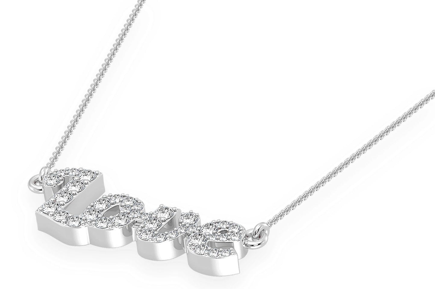 COLIER SCRIPT LOVE CU PANDANT ȘI DIAMANTE DIN AUR MASIV DE 14K