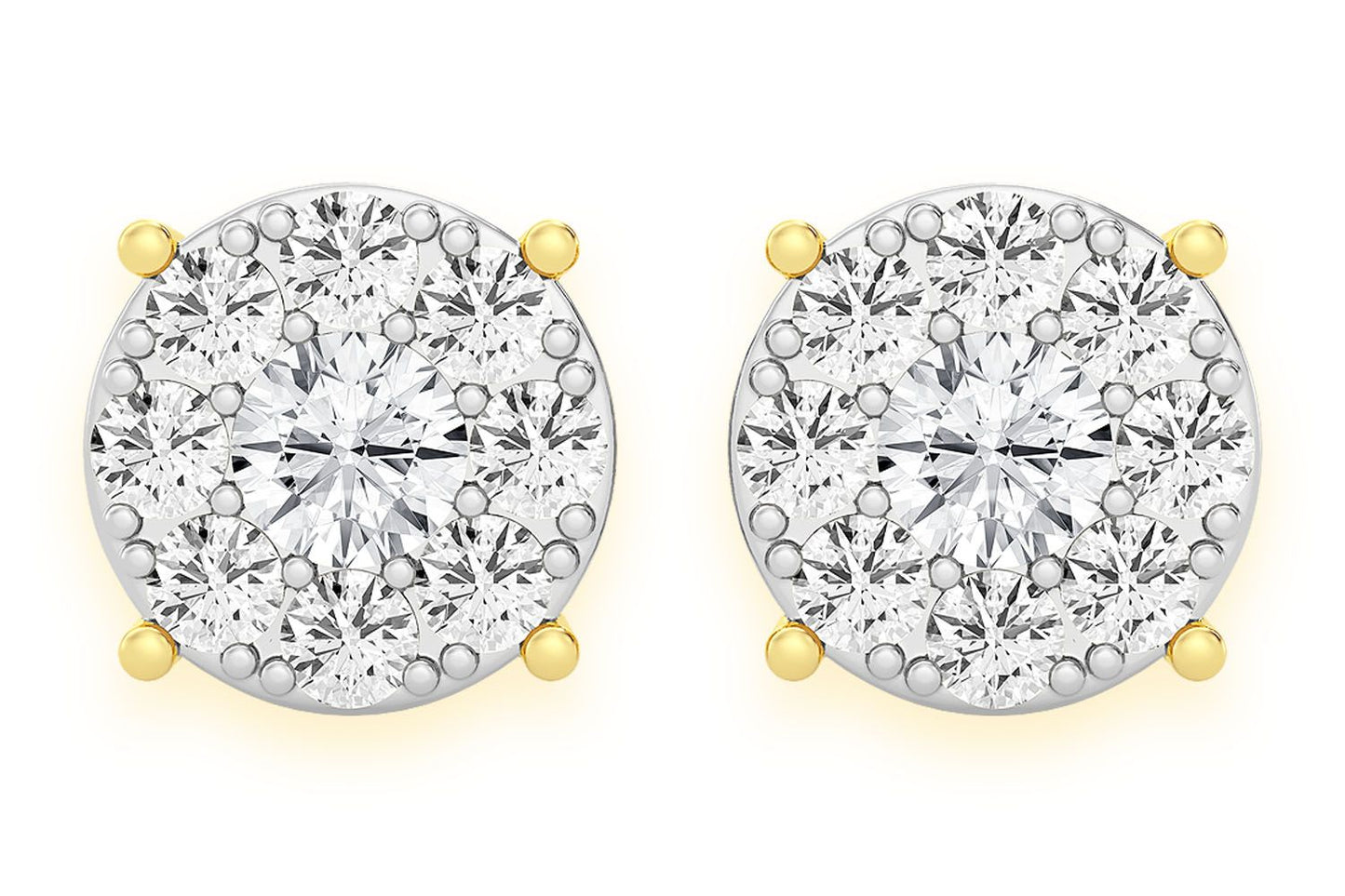 CERCEI CU DIAMANT ȘTIF, MOZAIC, 1.50CTW, AUR MASIV DE 14K