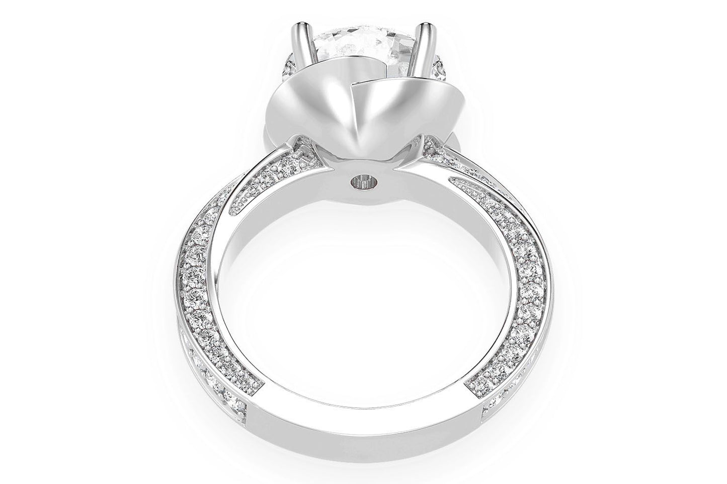 3.00CT ROUND SOLITAIRE - FLOWER PETAL HALO - DIAMOND ENGAGEMENT RING