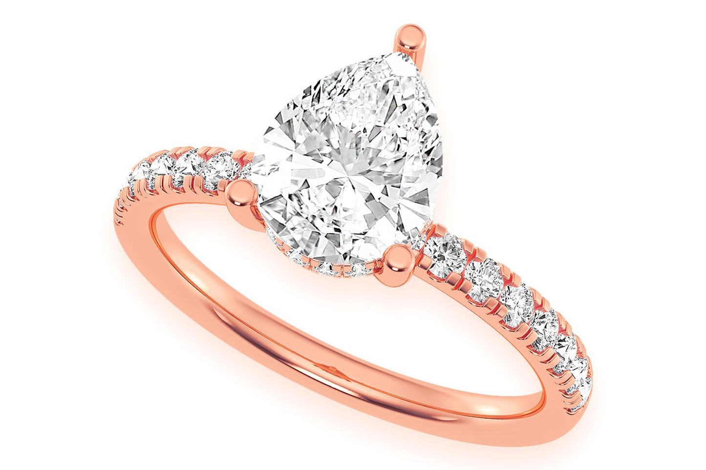THINN - 2.00CT PEAR SOLITAIRE - ONE ROW UNDER HALO - DIAMOND ENGAGEMENT RING