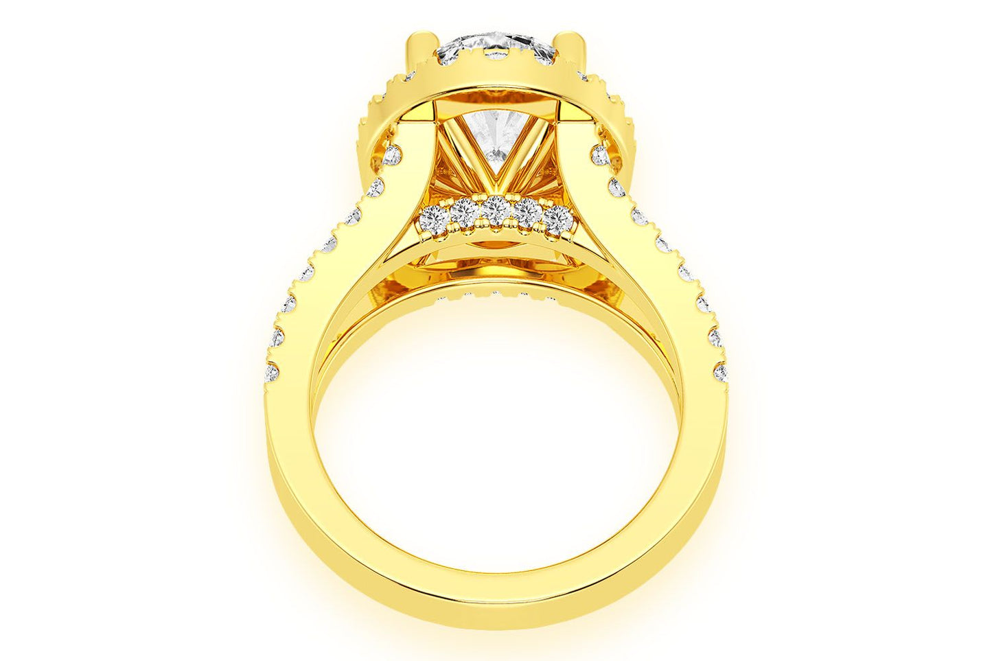 3.00CT OVAL SOLITAIRE - TWO ROW SPLIT - DIAMOND ENGAGEMENT RING