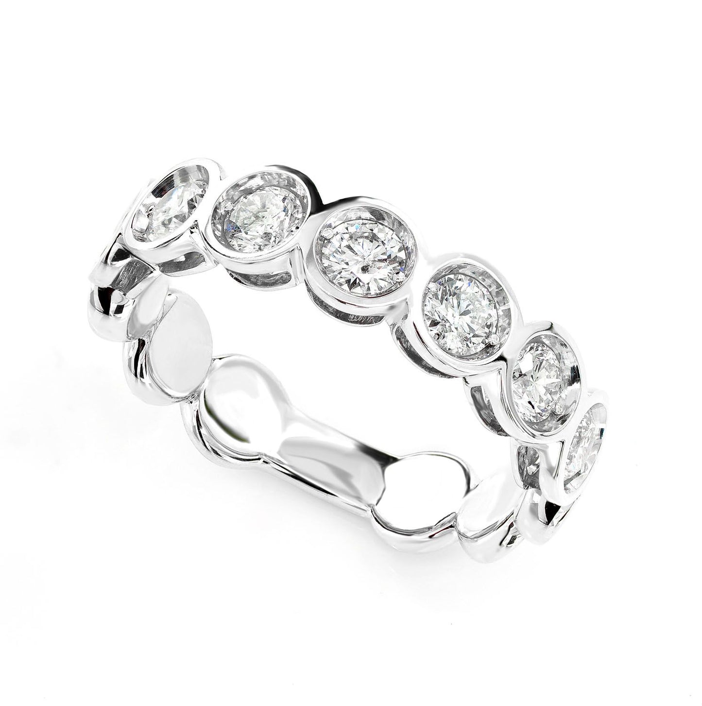 SEVEN STONE BEZEL SET BAND RING 14K SOLID GOLD 1.00CTW