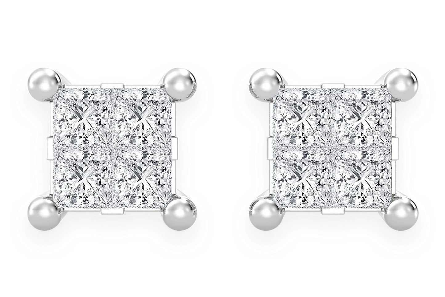 CERCEI CU DIAMANTE QUAD 0.50CTW DIN AUR MASIV DE 14K