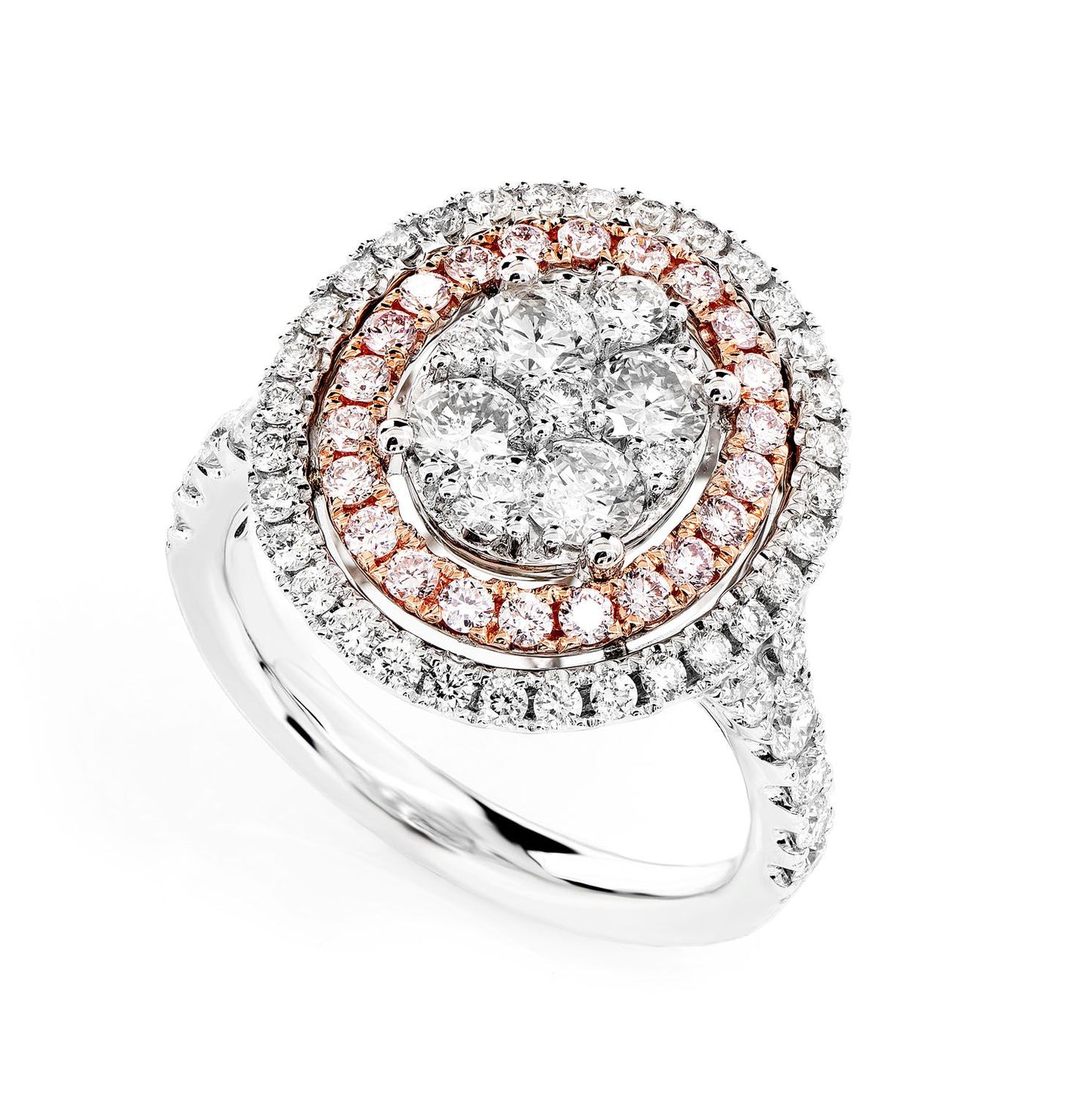 OVAL CLUSTER DOUBLE DIAMOND HALO RING 14K SOLID GOLD 1.50CTW