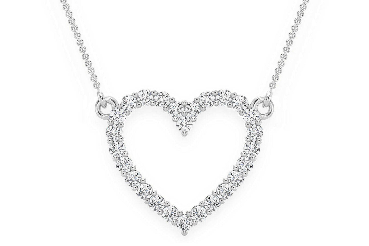 OPEN HEART DIAMOND NECKLACE CONNECTED 14K SOLID GOLD 0.35CTW