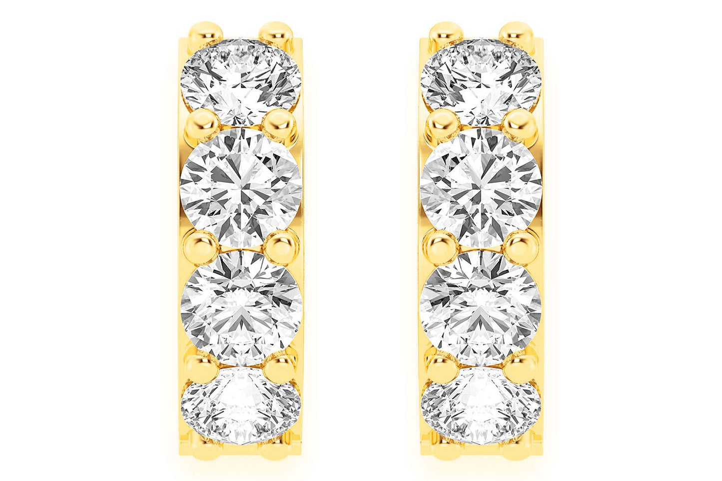 DIAMOND HUGGIE HOOPS SOLID GOLD 14K .50CTW