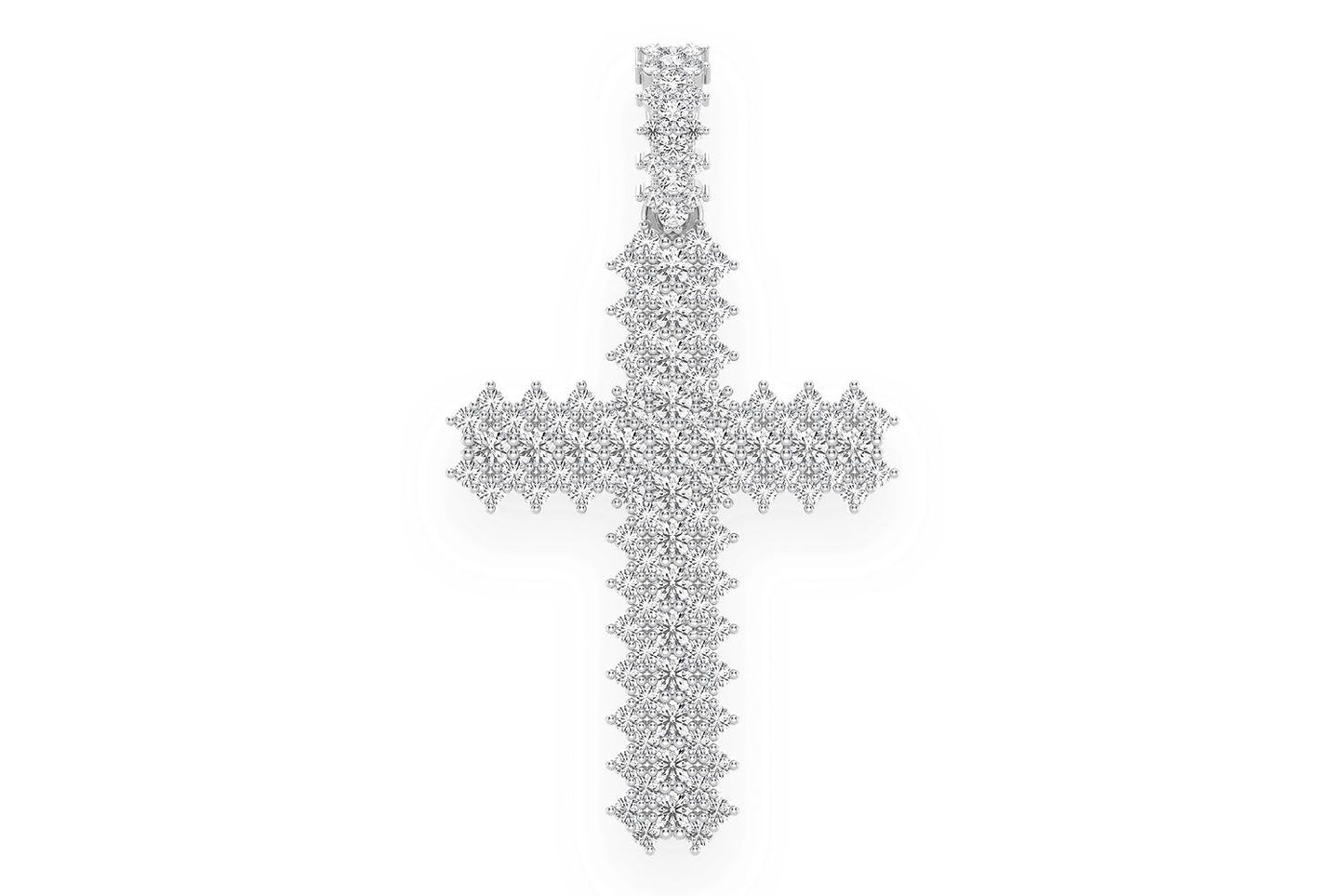 JAGGED CROSS DIAMOND PENDANT 14K SOLID GOLD 1.75CTW