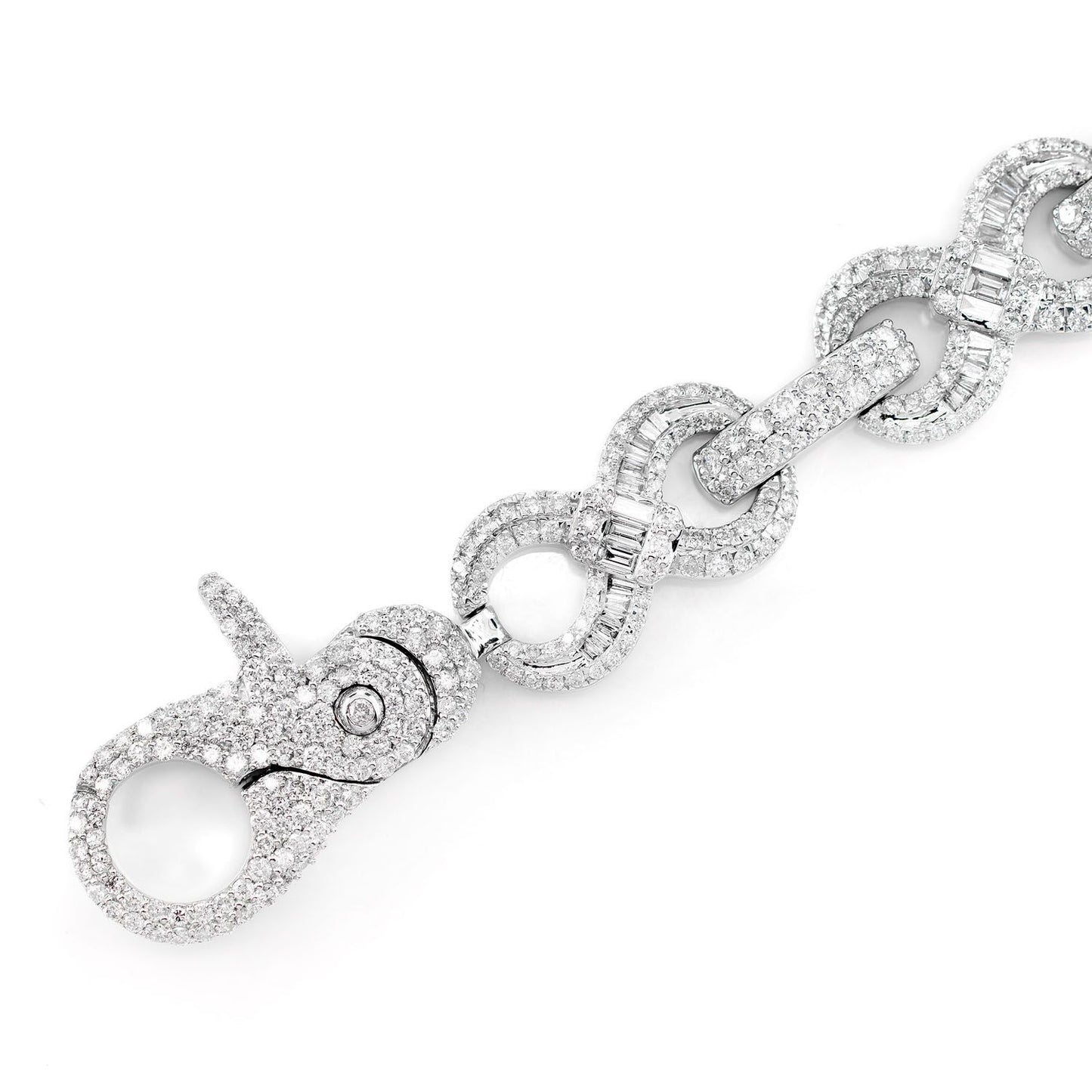 INFINITY BAGUETTE DIAMOND LINK BRACELET SOLID GOLD 8.25CTW