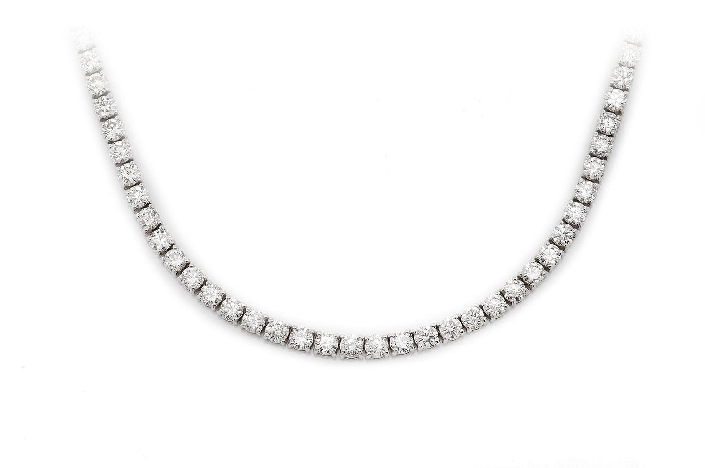 12PT PRONG SET DIAMOND TENNIS NECKLACE 14K SOLID GOLD 20.00CTW
